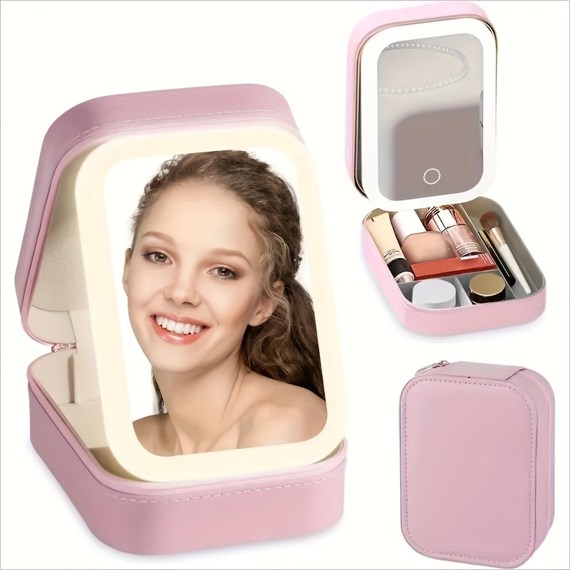 Portable Makeup Box Pink Portable Travel Makeup Mirror Box