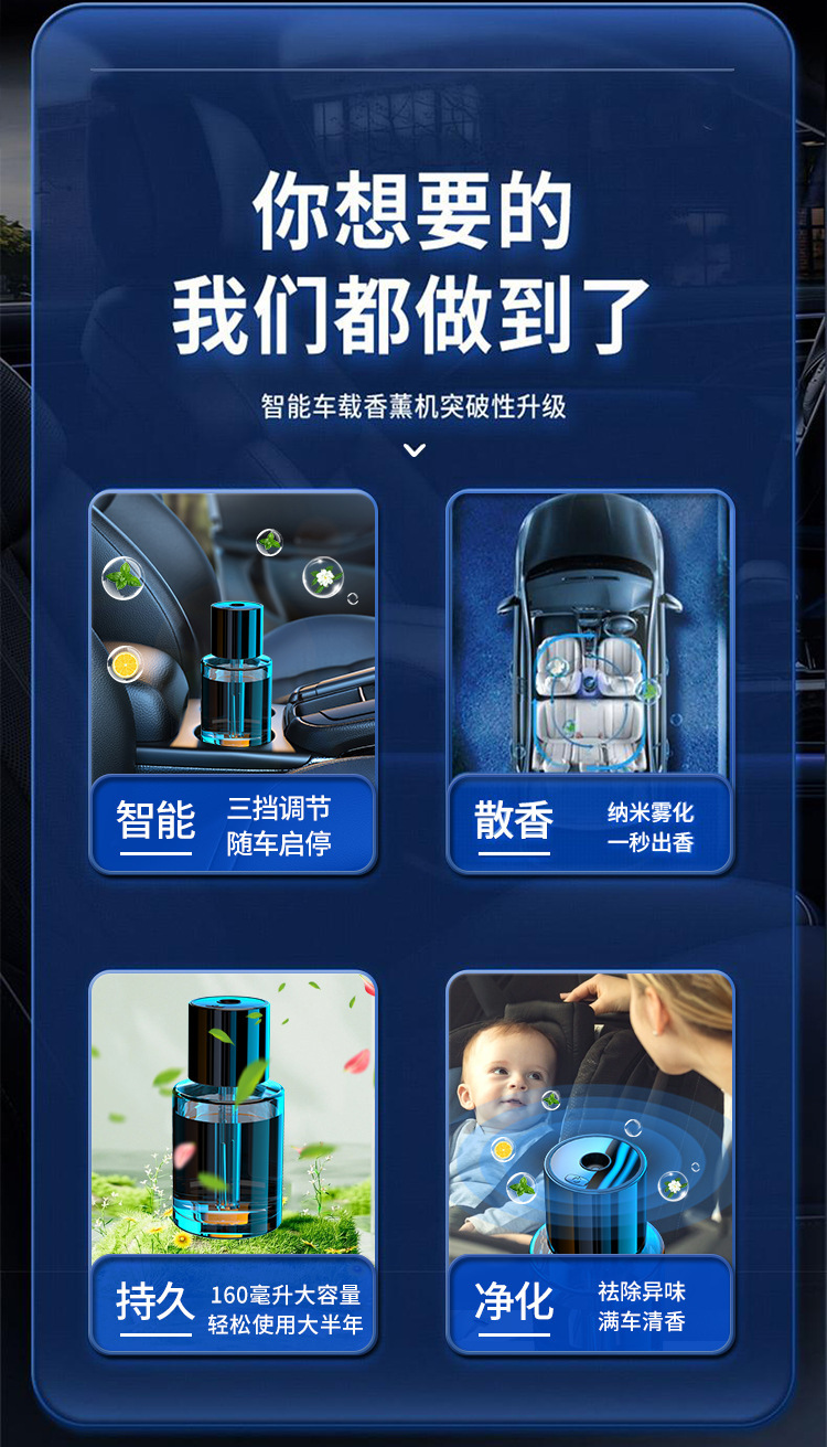 Car perfume automatic spray car dual-purpose car aromatherapy humidifier car lasting fragrance cup type fragrance