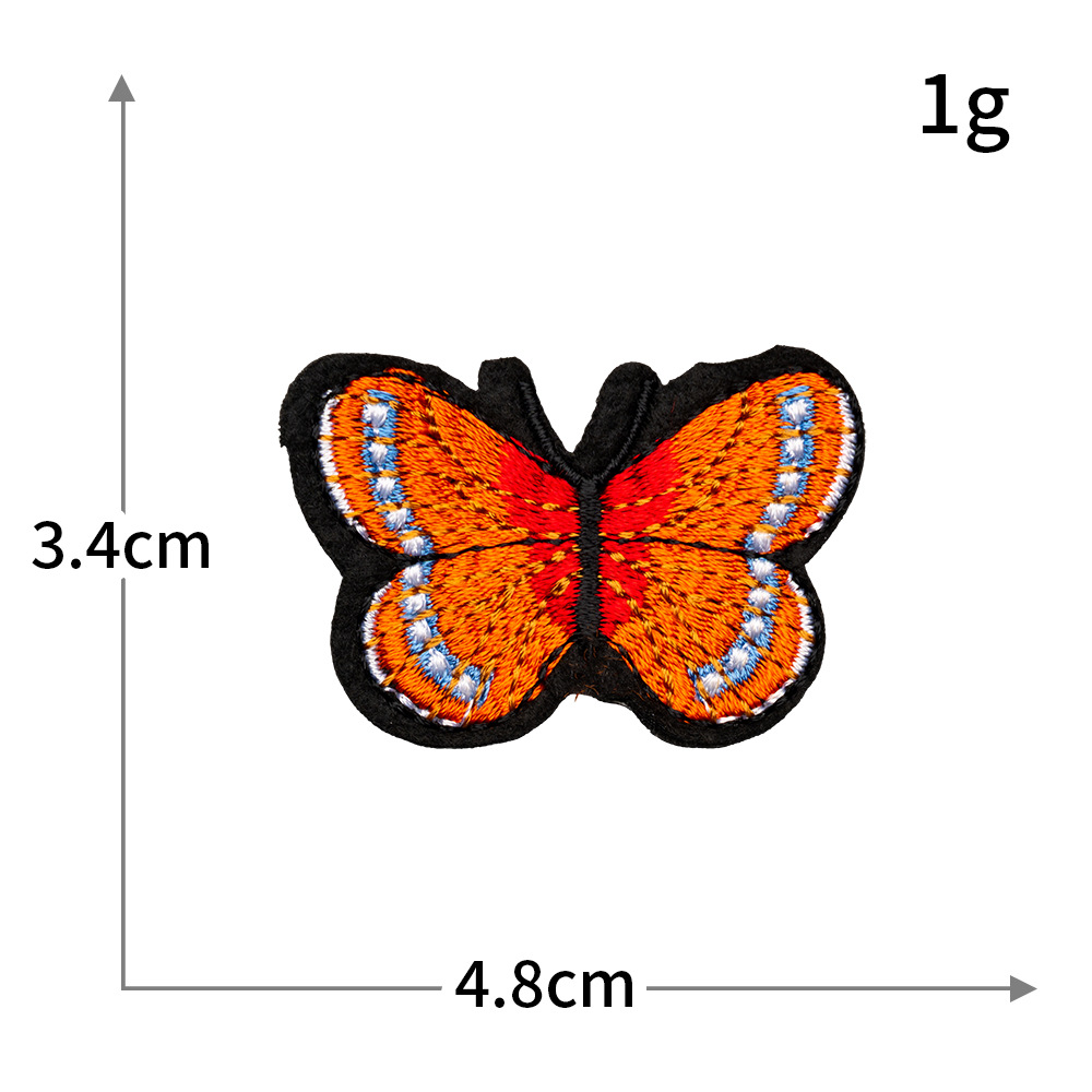 Pegatinas de tela de bordado de mariposa de color, sin costura, bordado por computadora, accesorios de ropa de bricolaje, pegatinas decorativas, pegatinas de parche, personalización al por mayor