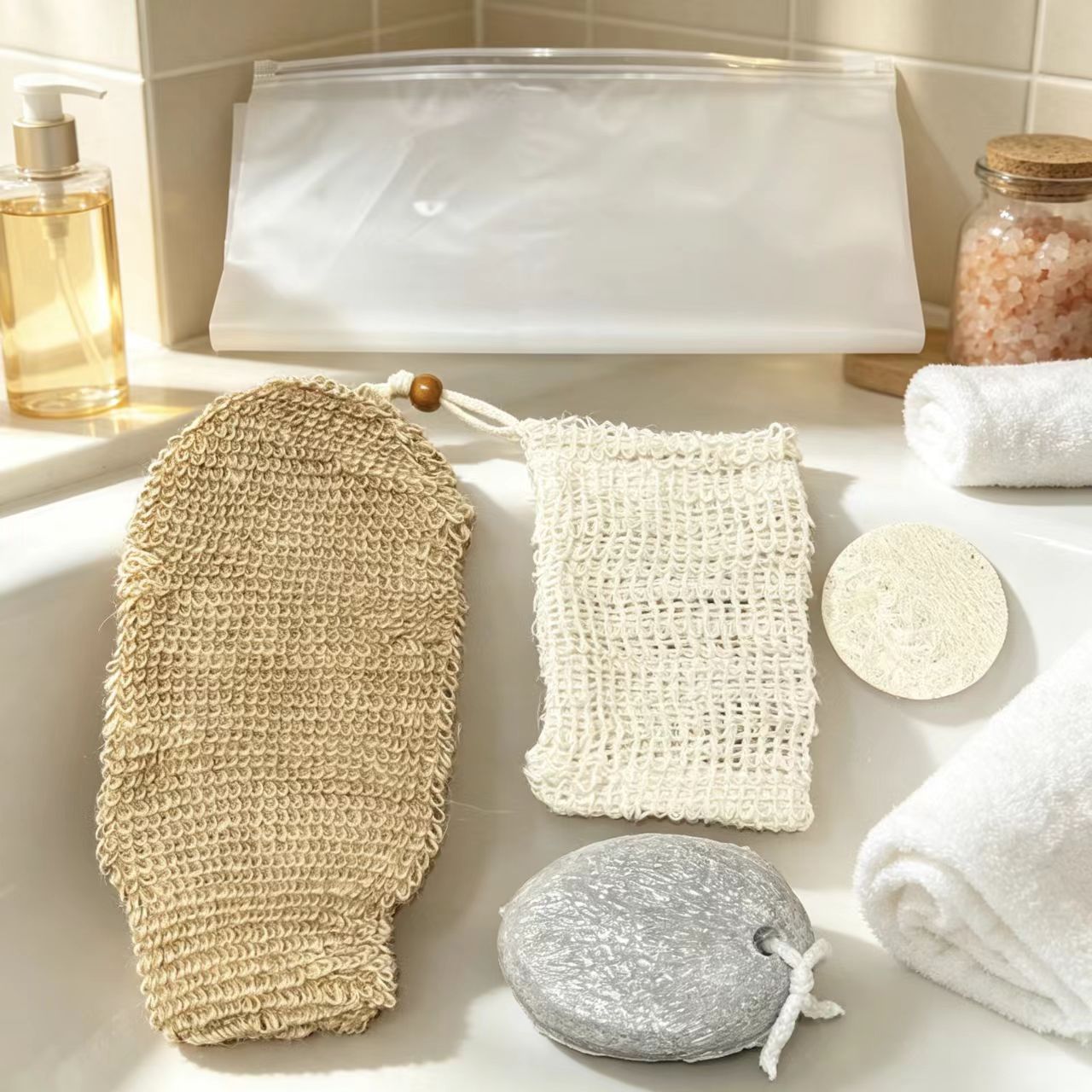 Set de Baño de Madera con Corazón de Madera de Masaje para Baño y Regalo