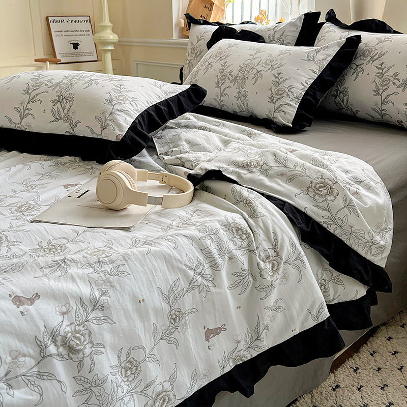 Edredón de aire acondicionado de algodón lavado de cuatro piezas edredón fresco de verano sección delgada dormitorio de verano doble edredón de primavera y otoño de verano núcleo lavable a máquina