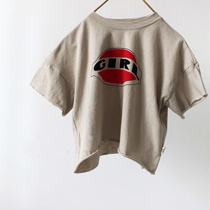 Verano estilo coreano ropa para niños nuevo top casual familia padre-hijo ropa estilo coreano carta CHICA estilo occidental camiseta de mujer