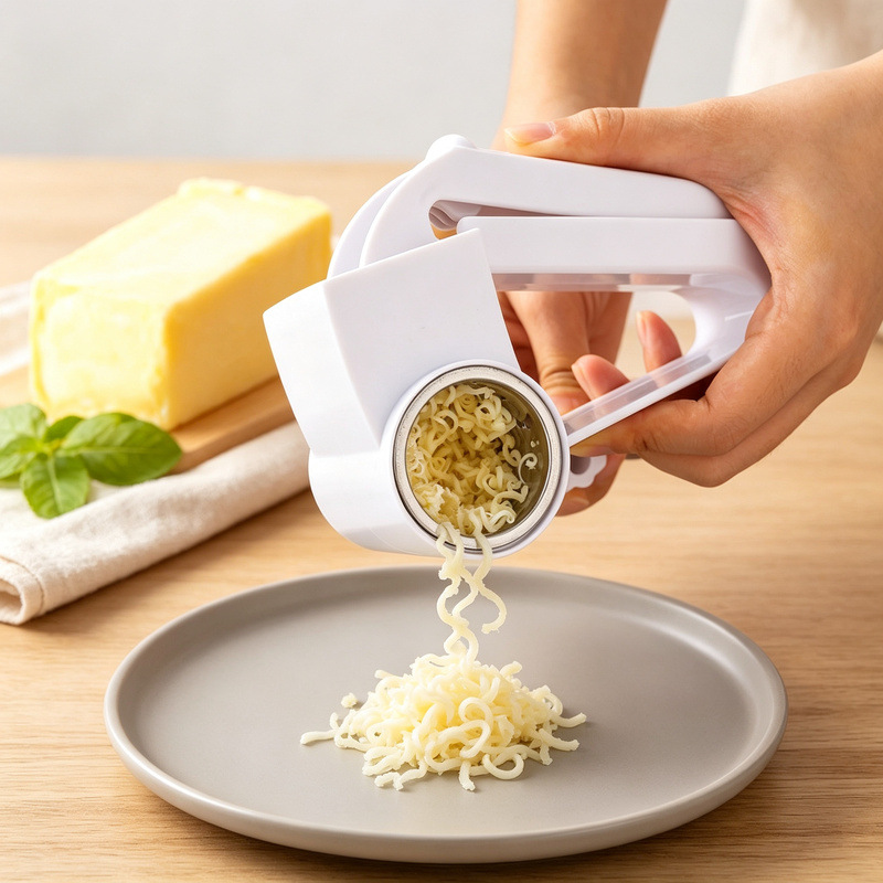Rallador de Queso Rotatorio Manual Transfronterizo 2025, Rallador de Queso Multiusos Tres en Uno image 4