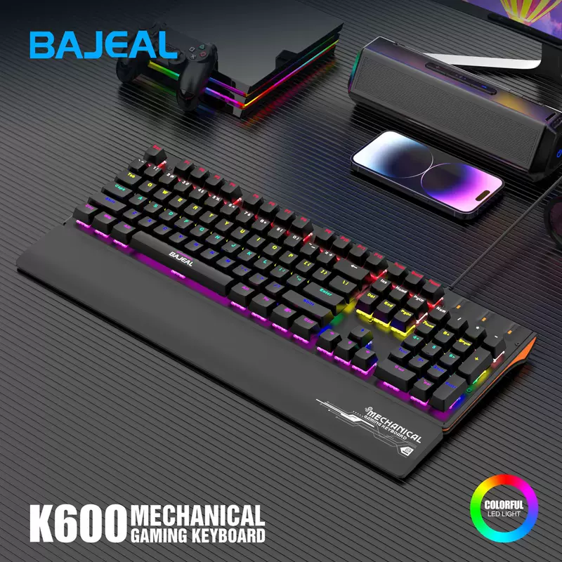 Кросс-бордер BAJEAL K600 проводной светящийся реальный механизм синий шексис игровой спортивный ободной Толбо компьютер общий