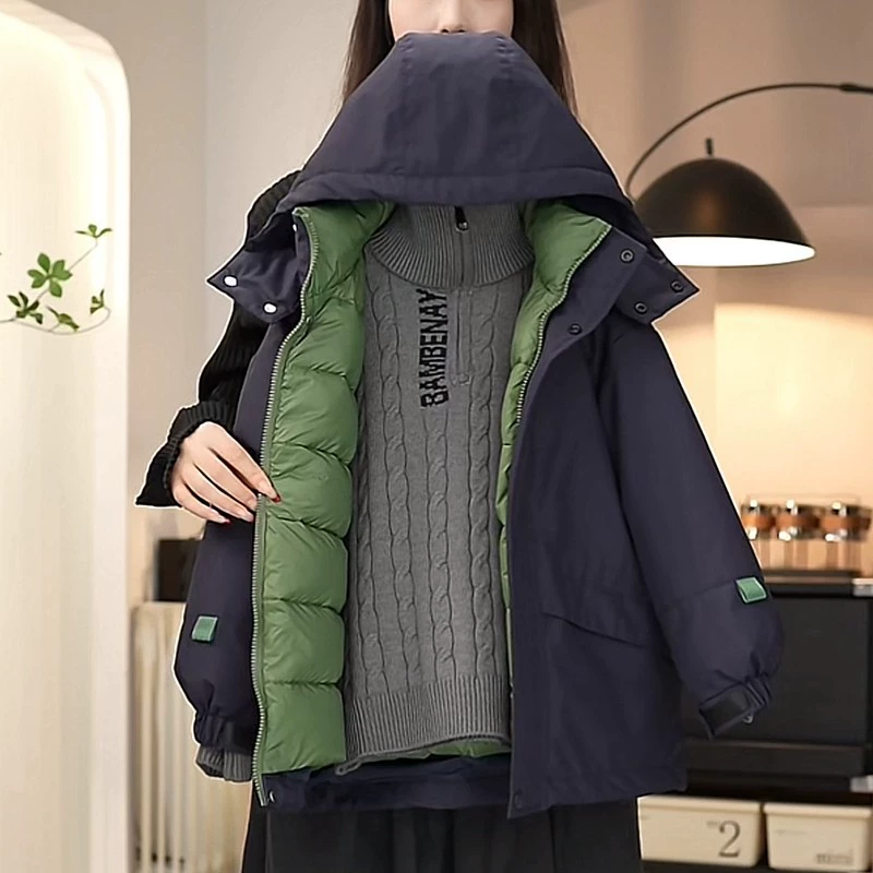 Модная хлопковая куртка с капюшоном для мальчиков из графенового бархата, теплая зимняя одежда для детей среднего и большого размера, новинка 2025 года