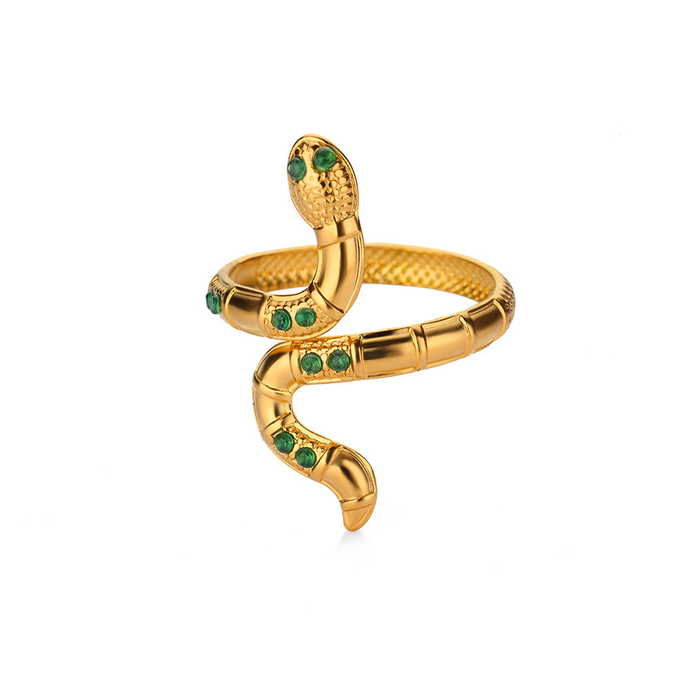 6g Weight 0.03µm Gold Plating Thickness PVD Coated Gold Plating Process 18K Real Gold Plated Plating Material Zircon Inlay Material Open Rings Classification 1 Piece Quantity Daily Occasion 304 Stainless Steel Material Snake Pattern All Seasons Season Unisex Gender Glam, Hip-Hop, Exaggerated Style Plating, Hypoallergenic Craft Glam Hip-Hop Exaggerated Snake 304 Stainless Steel Copper Plating Unisex Open Rings 26