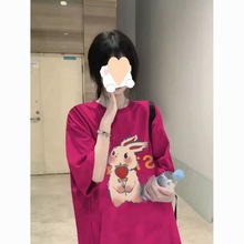 10棉新款多巴胺宽松设计夏季美式慵懒风短袖恤女上衣服潮