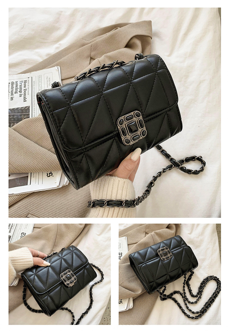 Sac à bandoulière incliné pour femme avec chaîne à carreaux en diamant 2024_voghion.com