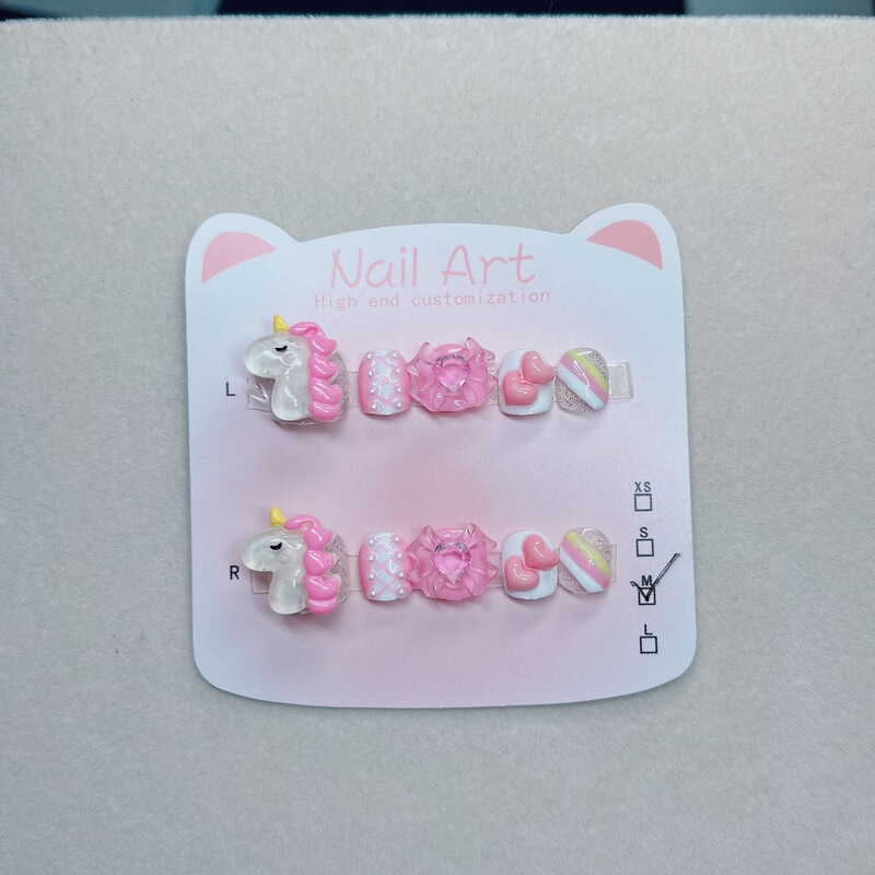 [82] Pony Polly Children's Hand-Wearing Nail Patch Cute Cartoon Unicorn Removable Nail Patch