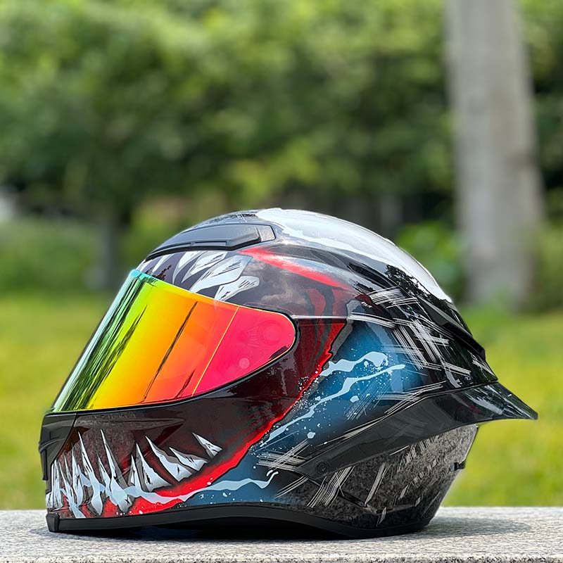Motorcycle Helmet Personalized Snow House Style with Extended Spoiler