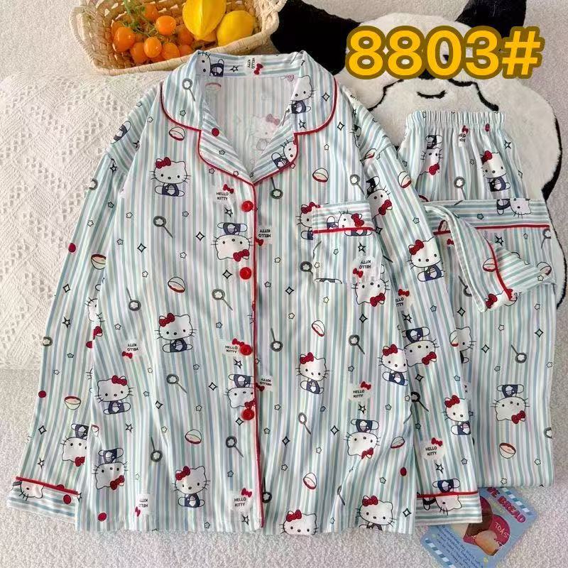 Al por mayor transfronterizo KT gato pijama mujer primavera y otoño nubes algodón manga larga 2026 nuevo juego de ropa de hogar encantadora super caliente