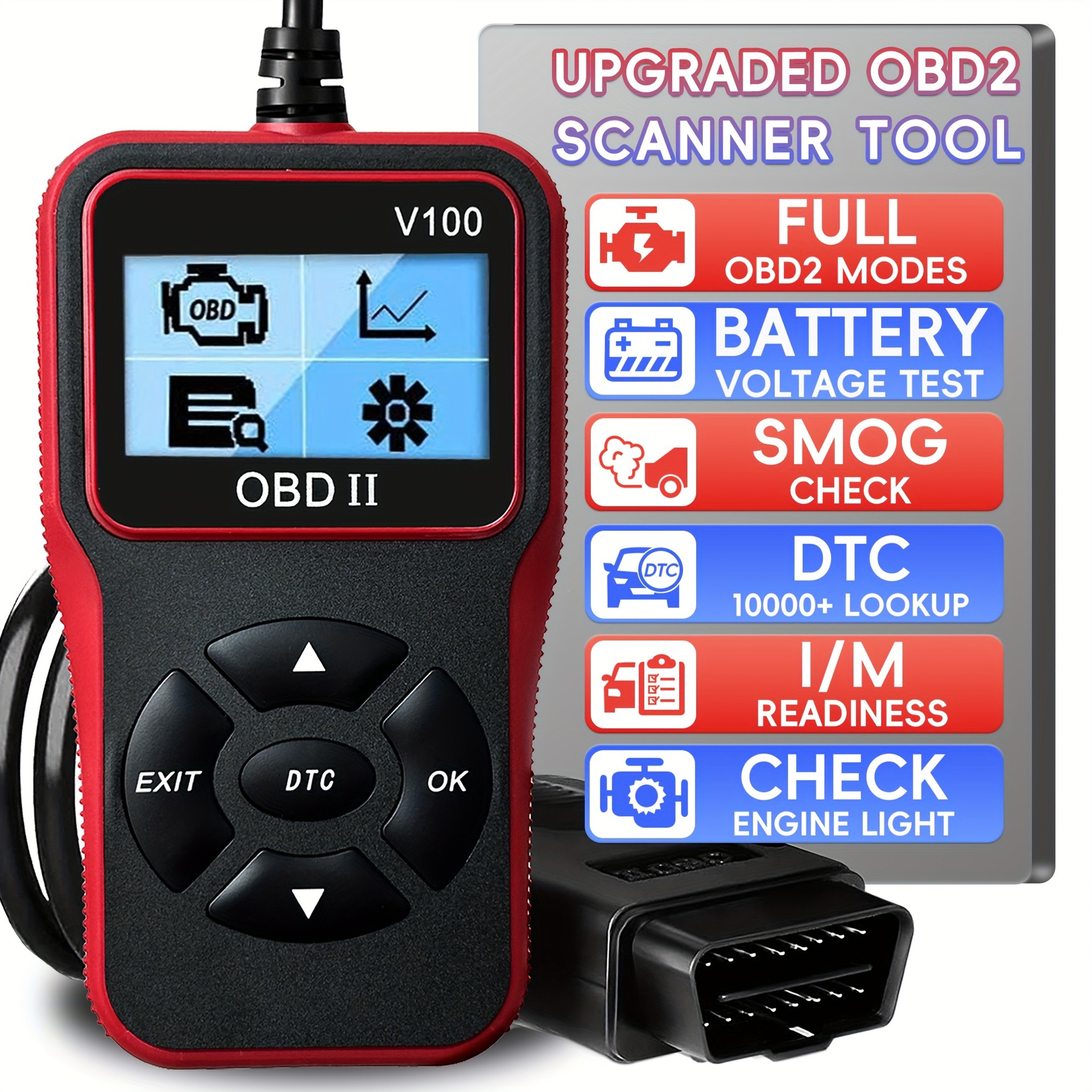 2025 New OBD2 Scanner Engine Fault Code Reader Multi-Language Car Diagnostic Device V100 Multi-Language