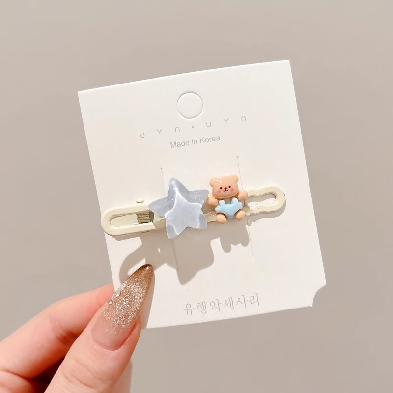 Bonito oso conejito estrella clips para el cabello de niños de alto nivel chica clips para el cabello de boca de pato clips para el cabello