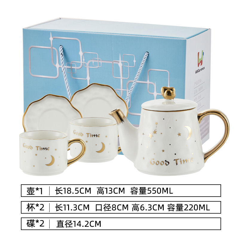 INS juego de té cerámica flor traje tetera estilo europeo Madre y niño olla Amazon Venta caliente café tetera regalo