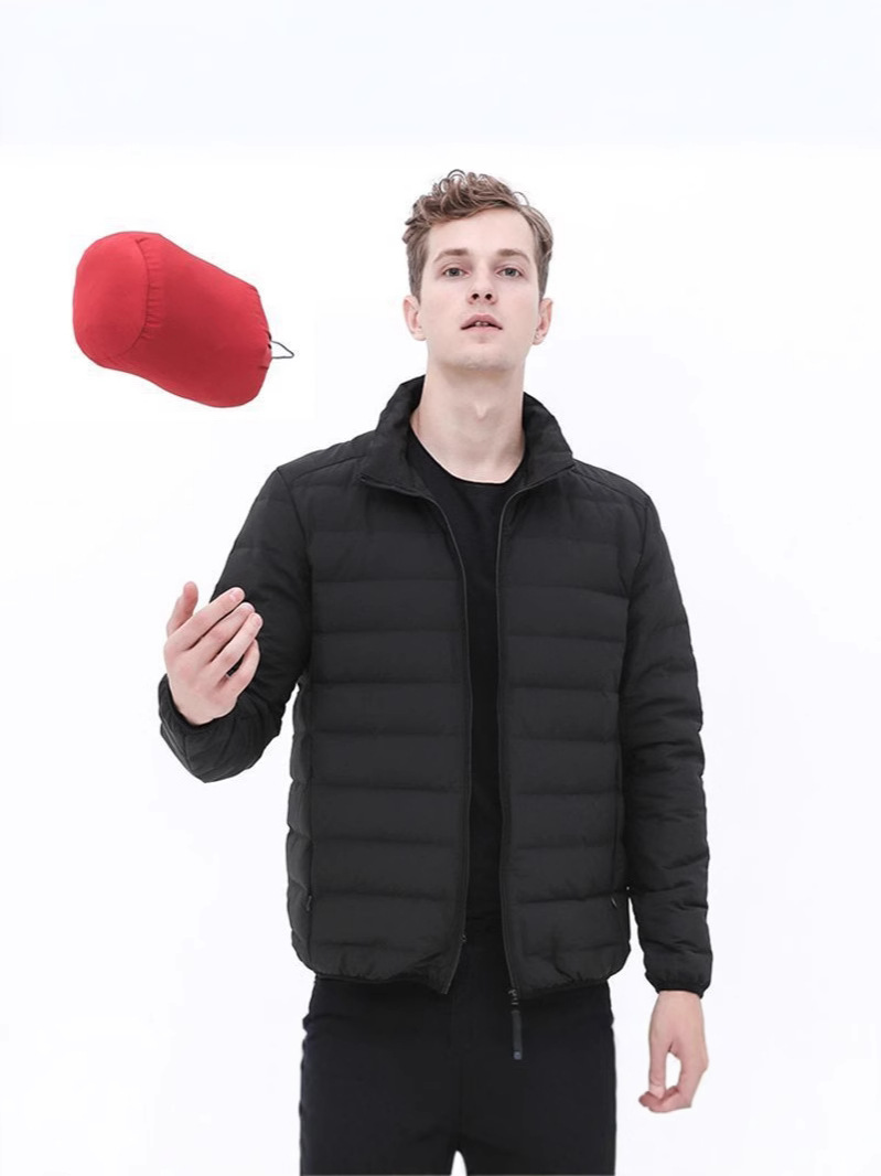 Transfronterizo sin costuras prensado chaqueta de plumón ligera hombre corto nuevo estilo de invierno moda guapo chaqueta con capuchón casual