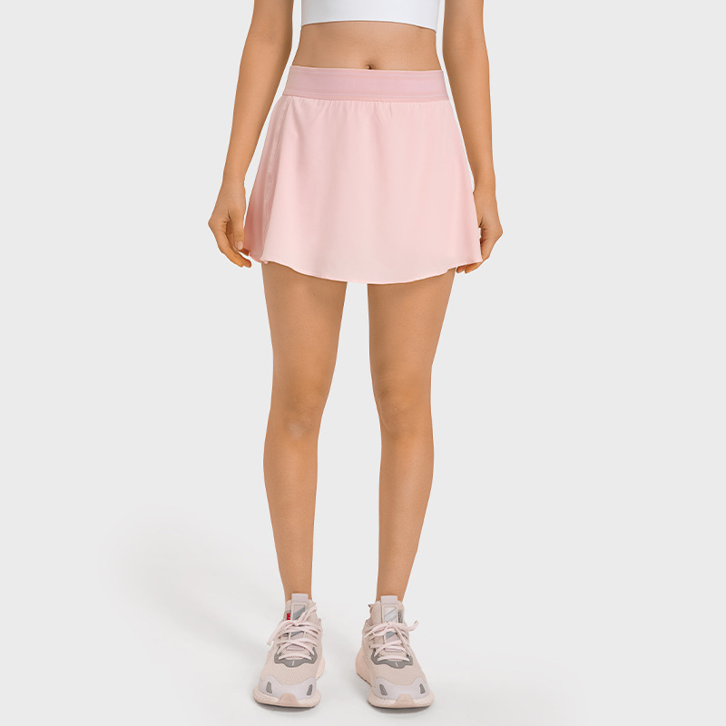 Spring and Summer New Jacquard with Flap Pocket Pantss Outdoor Ice-Feel Light and Quick-Drying Fake Two-Piece Sports Tennis Skirt for Women Dk229