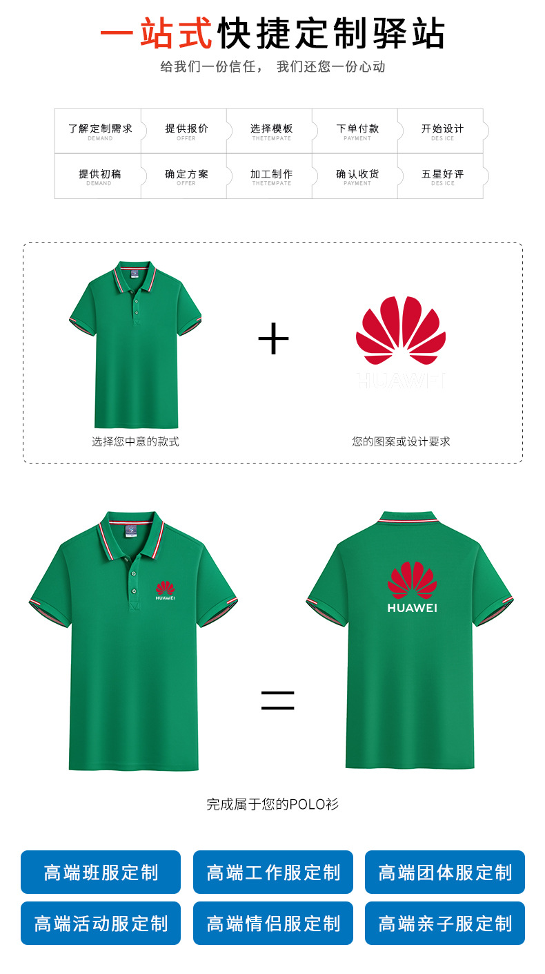 POLO衫男女装批发工作服T恤短袖翻领企业文化工衣夏季工装印logo详情5