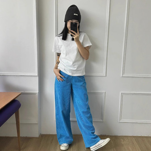 Vintage Corduroy Pleated Wide Leg Pants Women's Autumn and Winter fleece-lined Thickened High Waist Slimming Loose Cotton Pants
