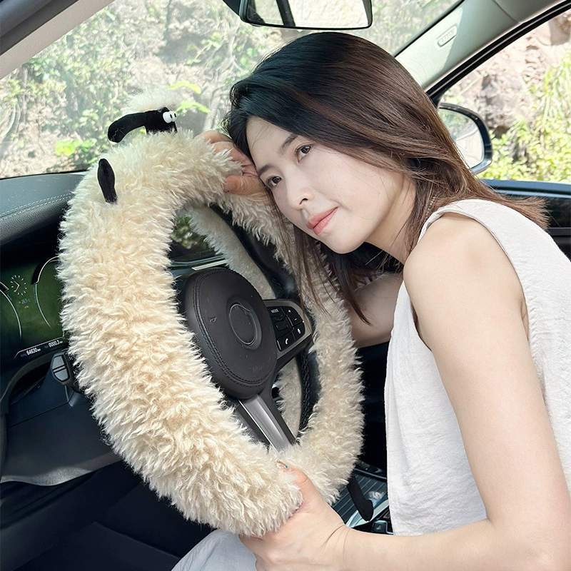 Зимний чехол на руль утолщенный нескользящий теплый плюшевый автомобиль богиня мультфильма внедорожник универсальный чехол для ручки автомобиля оптом
