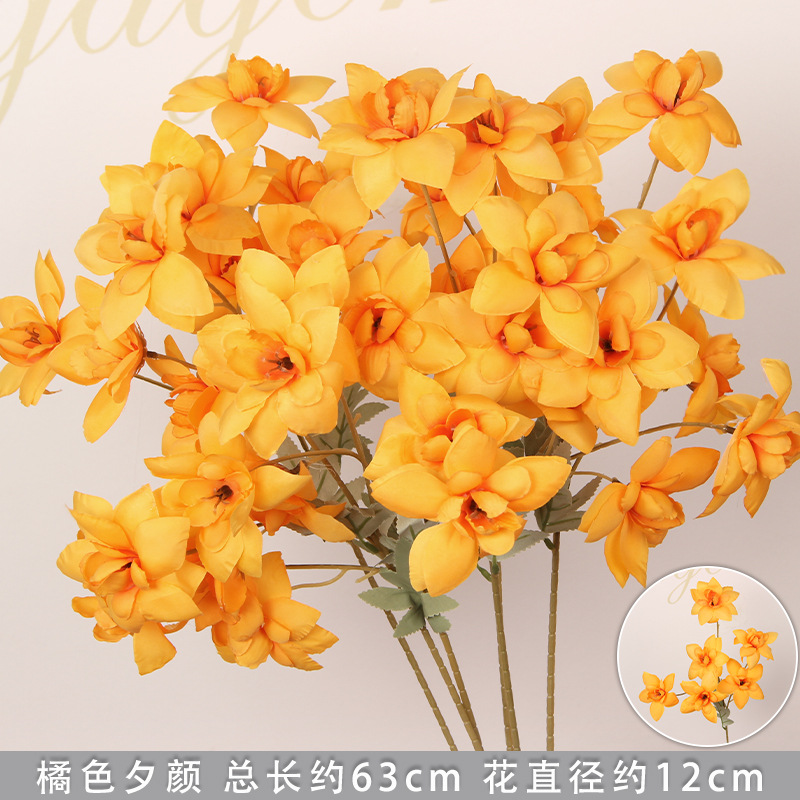 Flores de imitación naranja peonía naranja hortenida neblina orquídea flor flor de boda seda naranja