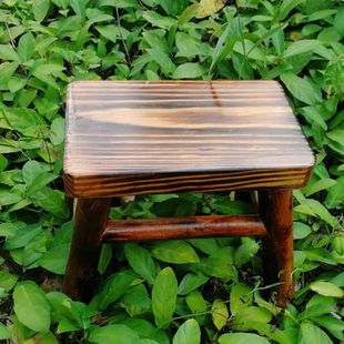 Handmade Vintage Solid Wood Low Stool Living Room Log Wood Stool Sitting Shoe Changing Low Stool Household Adult Low Stool