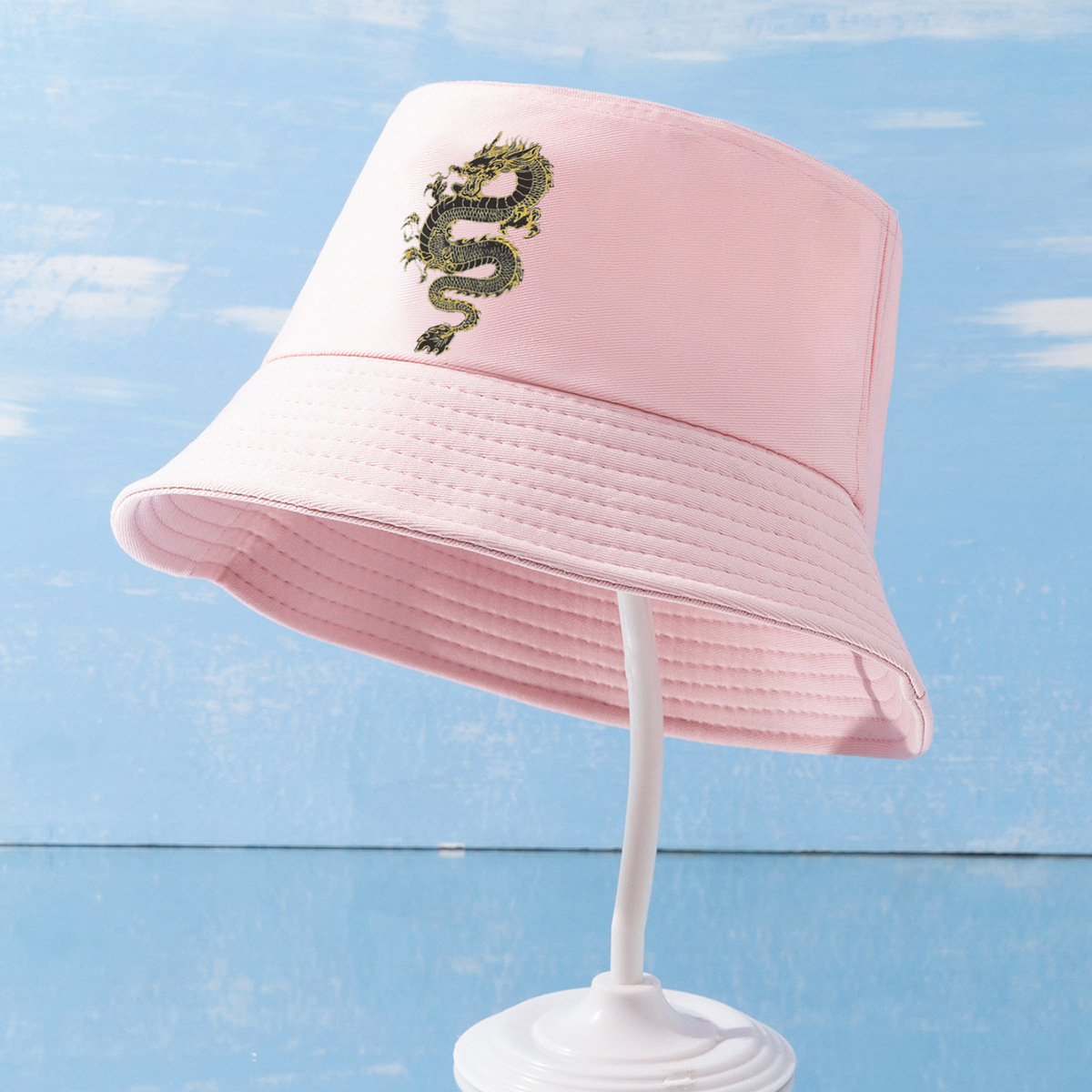 Unisex Simple Style Dragon Sewing Wide Eaves Bucket Hat display picture 3