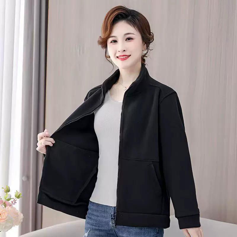 秋冬季加绒保暖摇粒绒女拉链开衫加厚上衣宽松休闲外穿家居服外套
