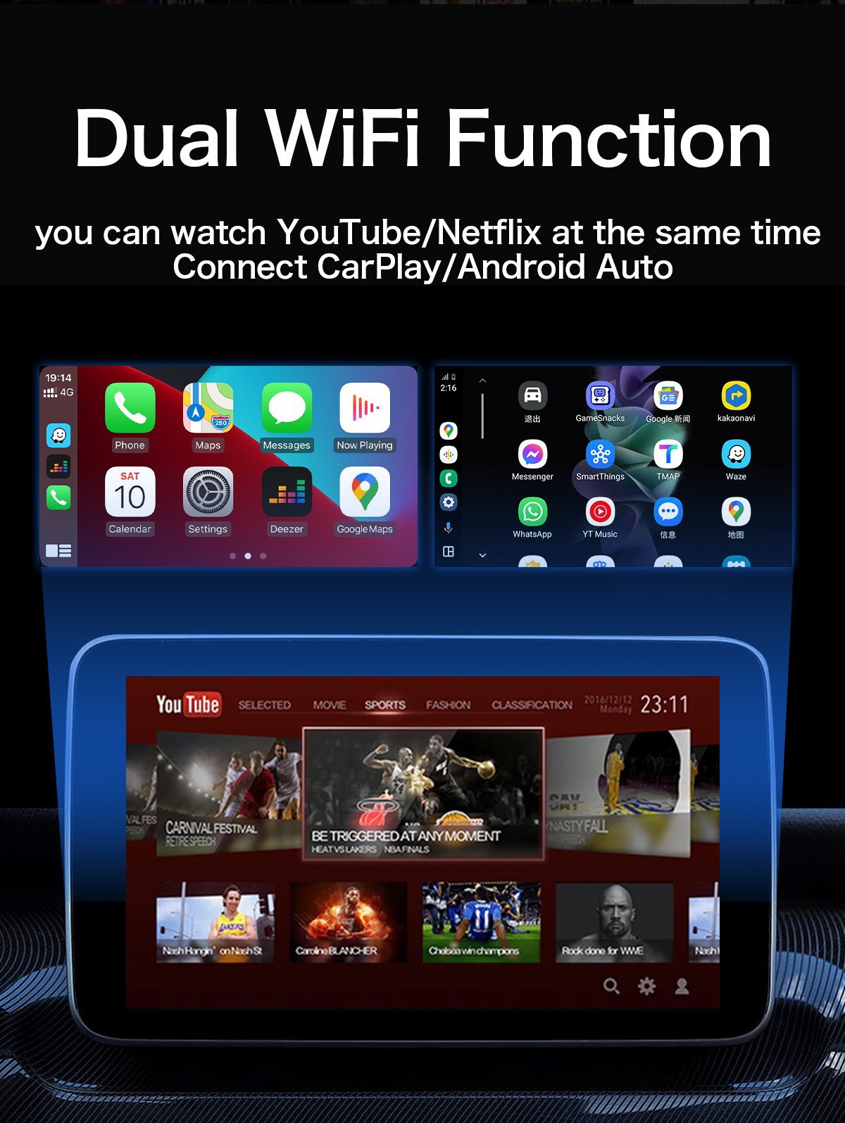 Cross-border wireless carplay box car navigation carplay adapter upgrade Android video box dual WiFi