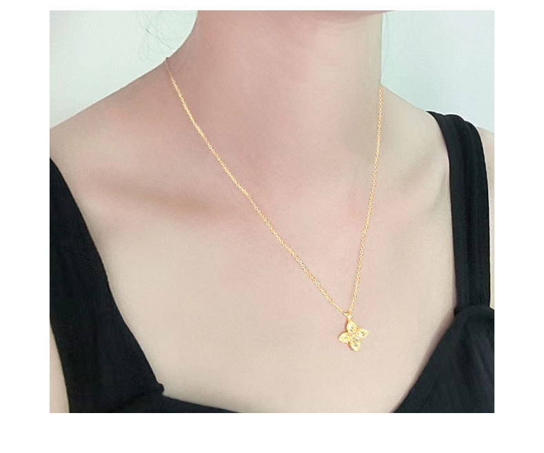 Rhinestones Inlay Material Pendant Necklace Classification 925 Sterling Silver Rhinestones Plating Floral Pendant Necklace