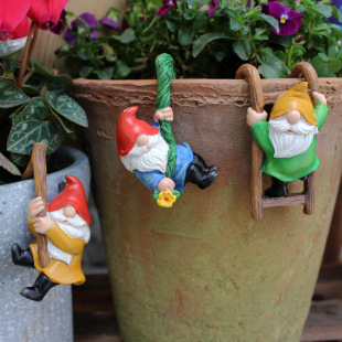 Cross-Border New Product Elf Potted Plant Pendant Creative Resin Garden Dwarf Ornaments Outdoor Courtyard Wall Hanging Accessories