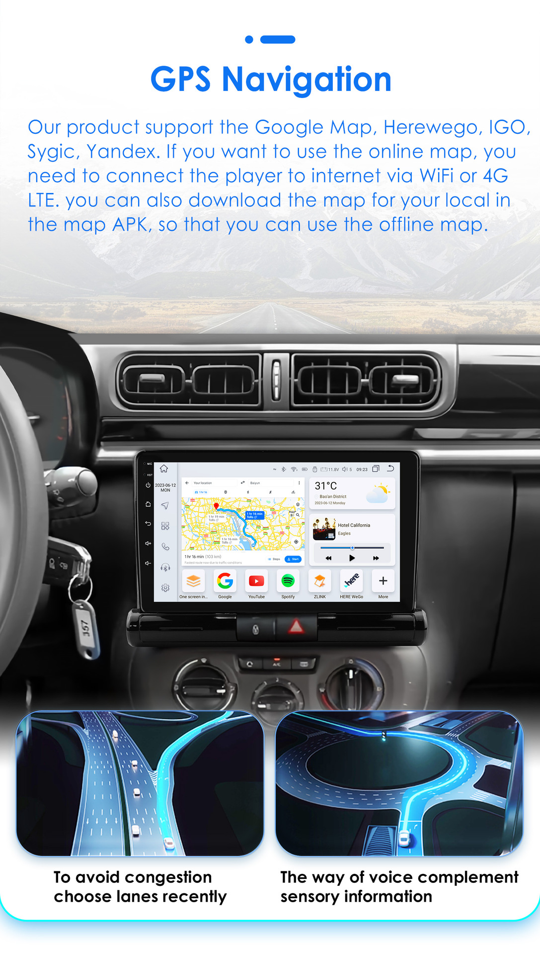 Cross-border goods 9 inches suitable for Citroen C3 car 17-23 car Bluetooth Android large screen navigation GPS