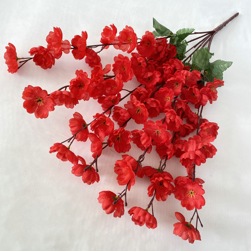 7-tenedor Flor de melocotón ingeniería jardinería conjunto flor artificial Flor de seda boda decoración interior mango artificial Flor de melocotón venta al por mayor