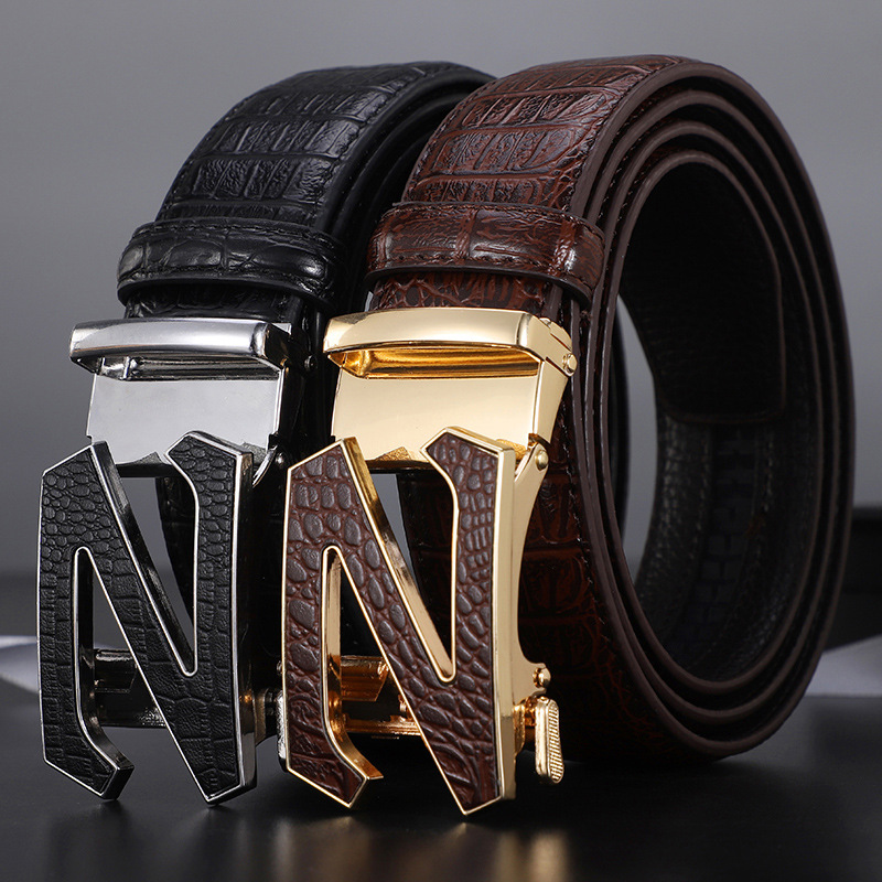 Men's Belt Automatic Buckle Crocodile Pa...