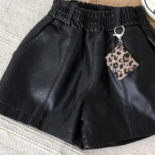 女童皮短裤新款韩版秋冬季儿童宝宝中大童中腰女孩pu皮裤外穿时尚