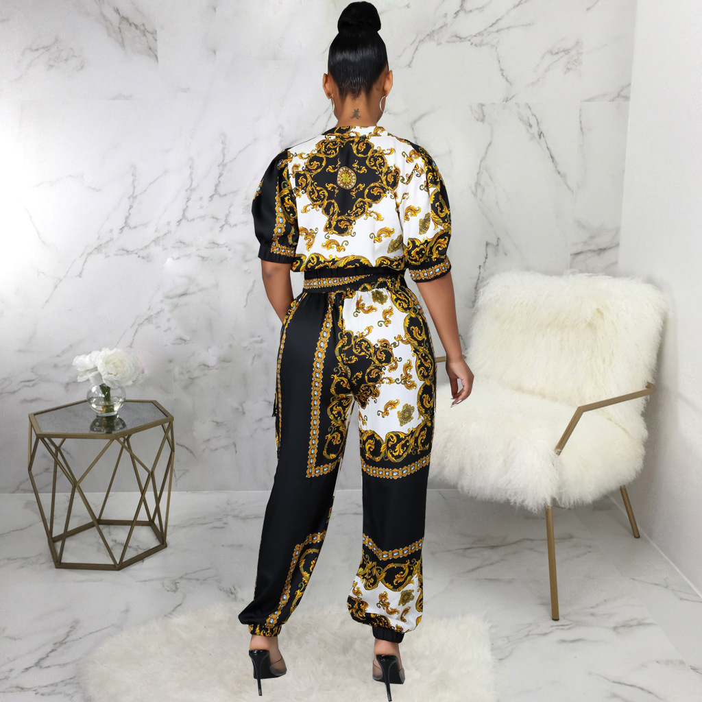 Ensemble deux pièces imprimé numérique pour femme, nouvelle plateforme de vêtements décontractés_voghion.com