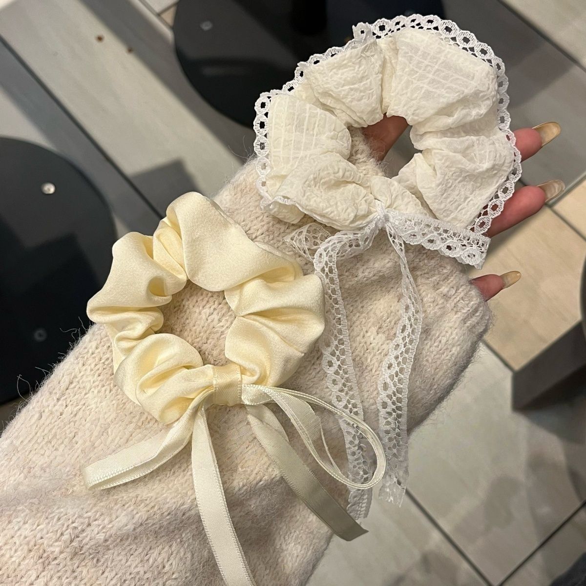 Korean-Style Ribbon Bow Scrunchie 2025 Hair Tie Ponytail Holder for Girls Half-Up Hair Accessory Autumn and Winter Decoration