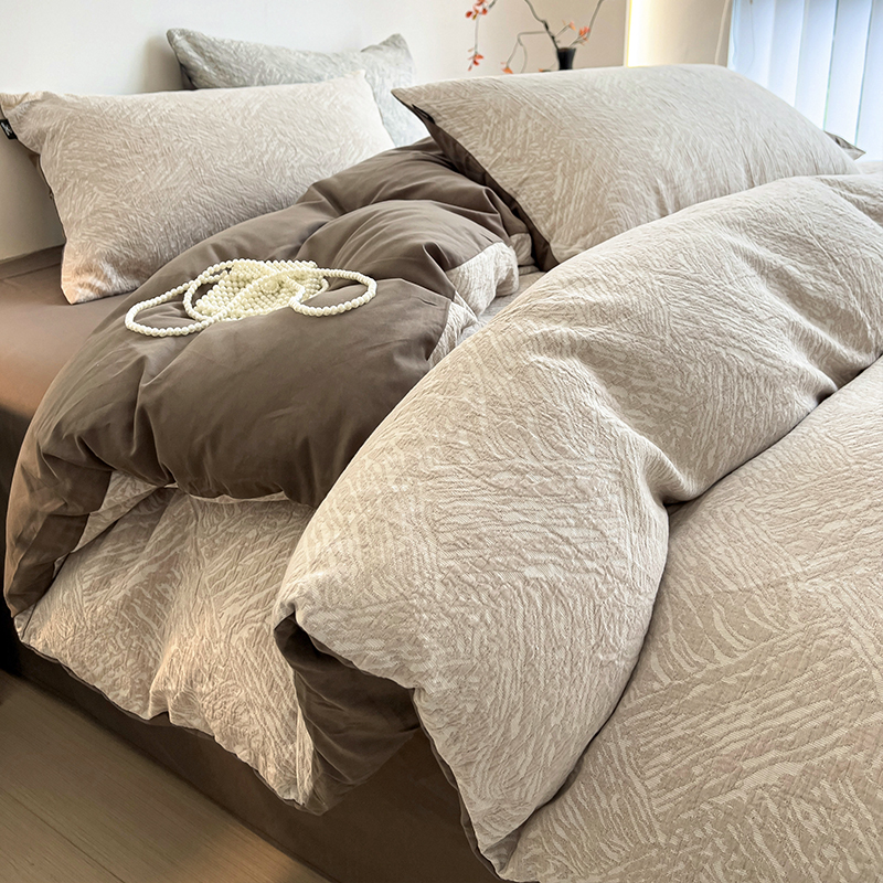 Class A Cotton Sanding Bed Four-piece Set Winter Thickened Cotton Jacquard Bed Sheet Quilt Cover Bed Three-piece Set