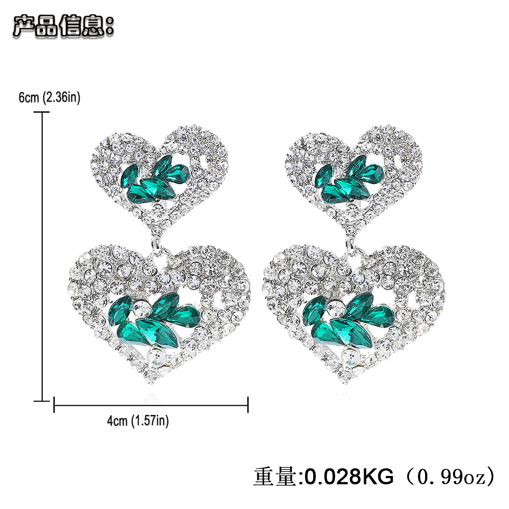 Pendientes De Forma De Alas De Borla De Corazón De Diamantes De Imitación Americanos Europeos display picture 3