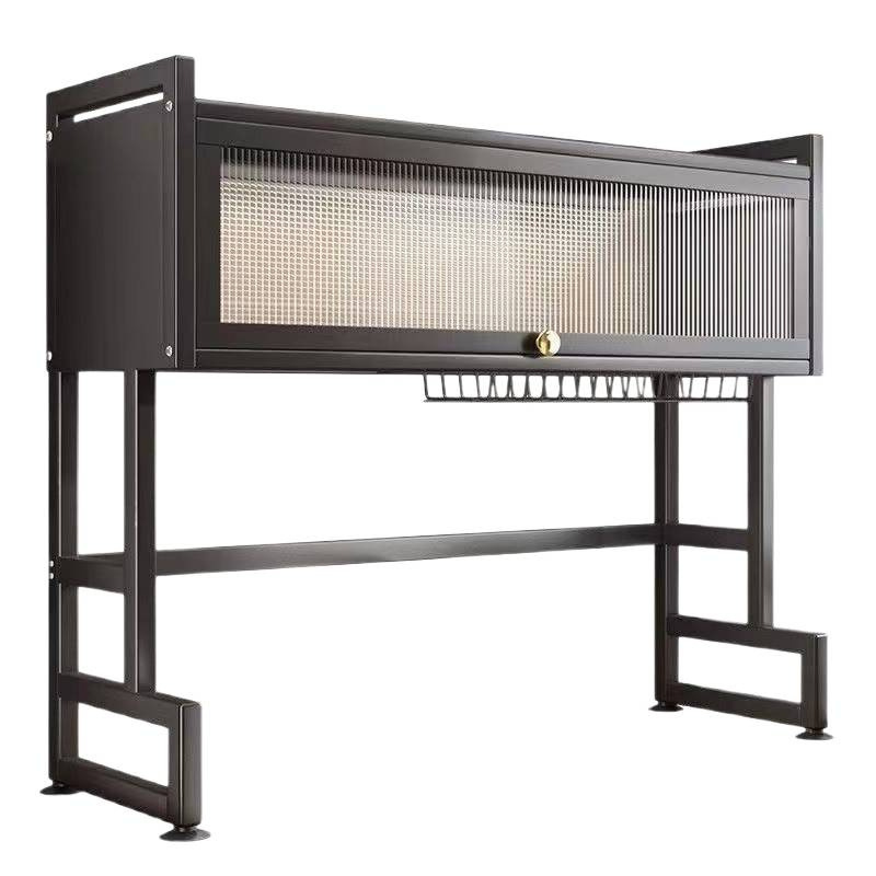 Cocina fregadero de drenaje rack doble capa lavavajillas encimera estante a prueba de polvo cubierta almacenamiento estante palillos tubo armario