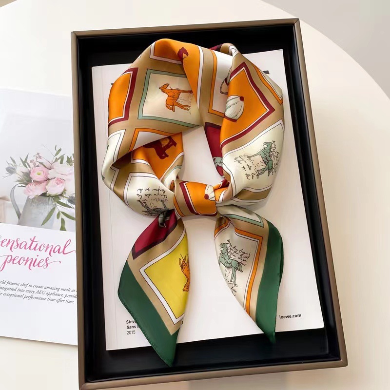 2025 nuevo estilo bufanda de seda mujer 70x70 bufanda cuadrada primavera y otoño moda todo fósforo camisa profesional traje bufanda de etiqueta delgada