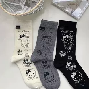 Носки Hello Kitty серые средняя высота