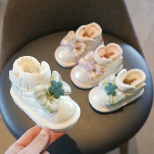 Зимние сапоги для девочки, зимние ботинки на флисовой подкладке, обувь для маленьких девочек с мягкой подошвой, Детская Хлопковая обувь, утолщенная