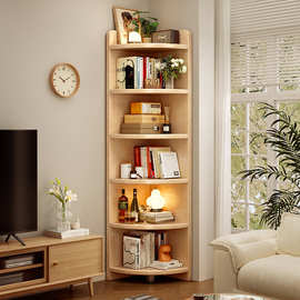 实木转角置物架墙角柜客厅三角柜卧室拐角墙边柜子扇形收纳柜书架