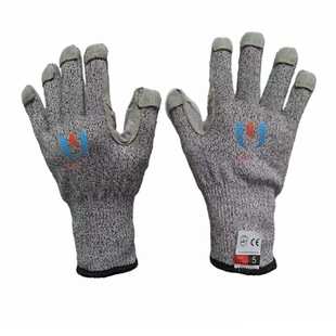 Cut-resistant Stab-resistant Gloves Cattle Two-layer Leather Anti-binding Wear-resistant Finger Flip Finger Five-level Protection Sewing Bag Finger Labor Protection Work