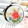 Portable makeup mirror dripping peony flower makeup mirror portable double -sided folding makeup beauty small mirror engraved logo