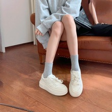 真皮厚底增高小白鞋女春秋新款内增高运动百搭休闲面包鞋学生板鞋