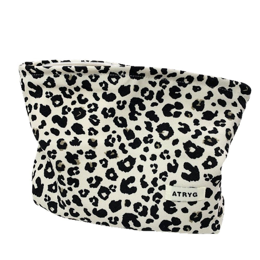 Bolsas de maquillaje de leopardo impresa bolsas de lápiz labial bolsas de almacenamiento portátiles de gran capacidad bolsas de mano una bolsa de lotes