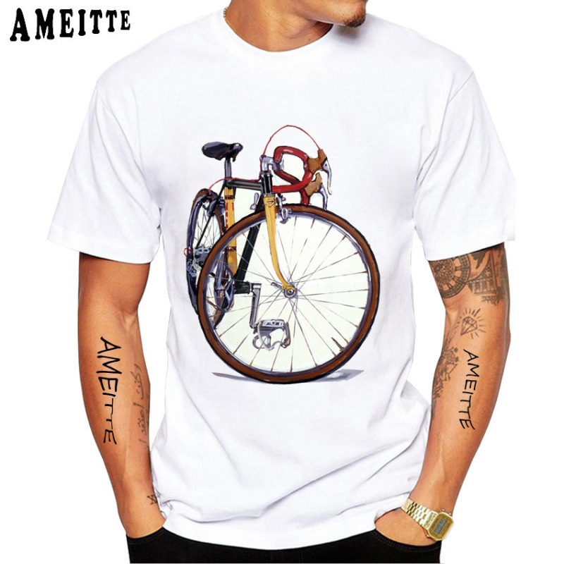 アマゾンwishクロスボーダー欧米趣味自転車プリント柄丸首半袖tシャツ男性上着速売通|undefined