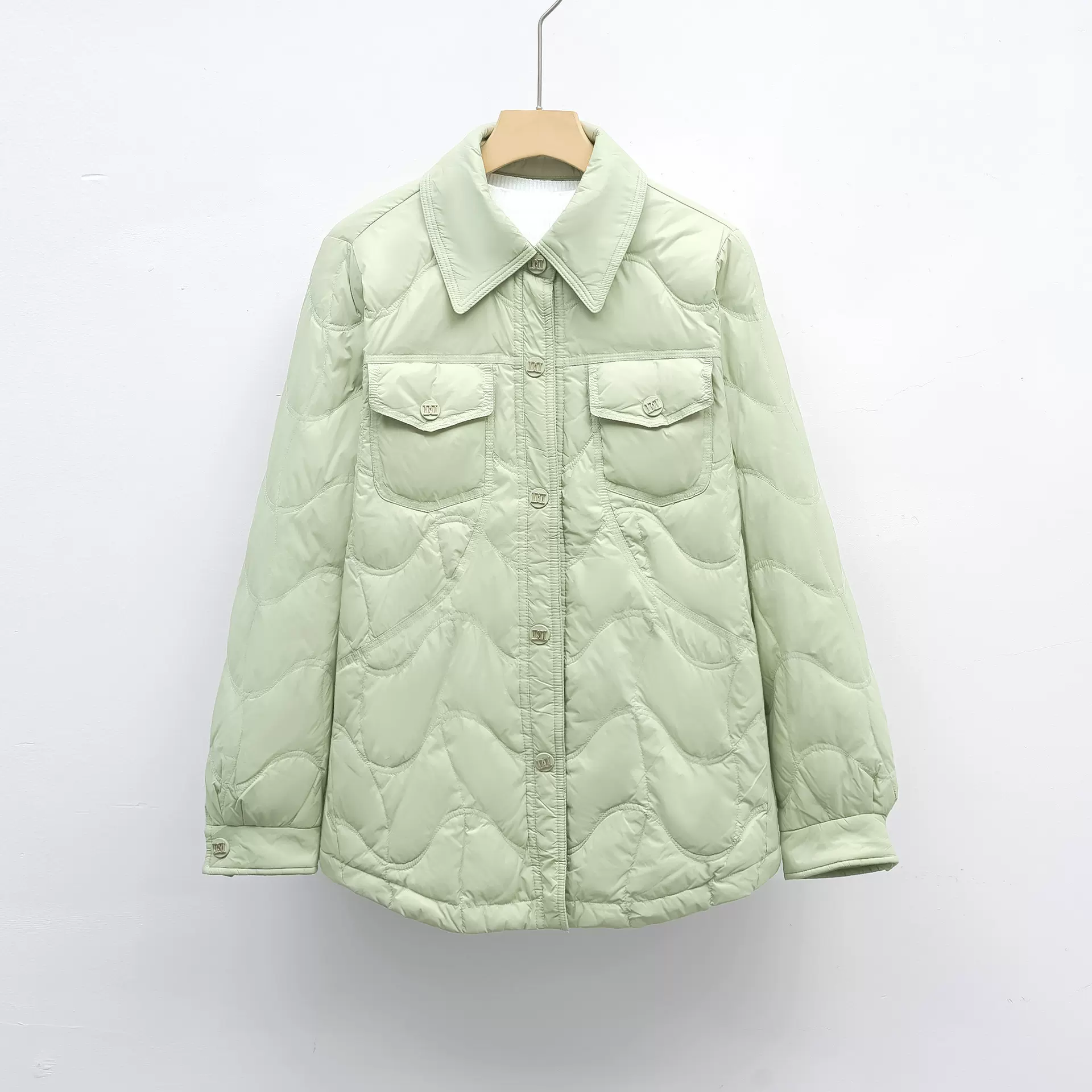 平湖驰新羽绒服新国标90绒衬衫式羽绒服女士秋冬时尚新款外套显瘦