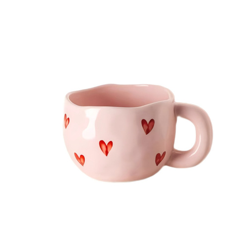 Hand-painted Cute Ceramic Coffee Cup, Household High-Quality Afternoon Tea Cup, Creative Girl Heart Cup
